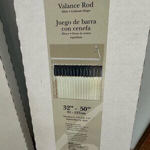 2 Kirsch White Valance Rods. New in box. 32” - 50”.